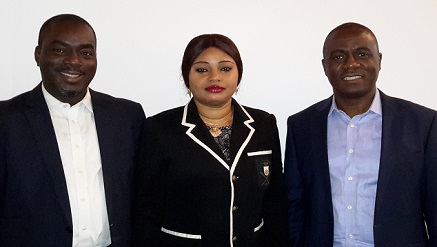 (L-r): Adeyemi Adeyemo, group head of Business Development, eTranzact International PLC, Mrs. Markie Idowu, executive director, Skye Bank and Valentine Obi, MD/CEO, eTranzact International PLC, during eTranzact’s Masterclass in London recently.